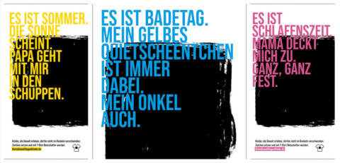 Drei verschiedene Plakate zu der Kampagne Keine Gewalt gegen Kinder von Deutscher Kinderverein
