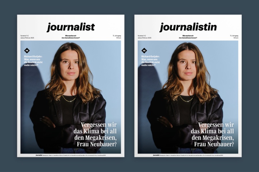 Auf dem Titelbild der neusten Ausgabe "Journalist" -1+2/25 sehen wir die lima-Aktivistin Luisa Neubauer.