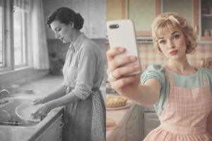 Hausfrau von 1955 versus Tradwifes 2026