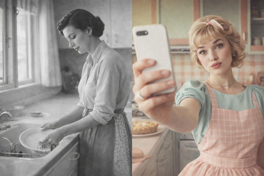 Hausfrau von 1955 versus Tradwifes 2026